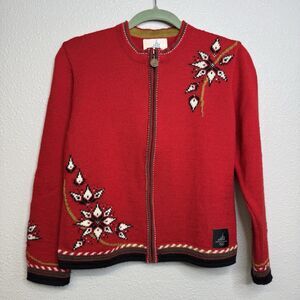 Dale Of Norway Torino 2006 Olympic Games Wool Full Zip Sweater Womens Small Red